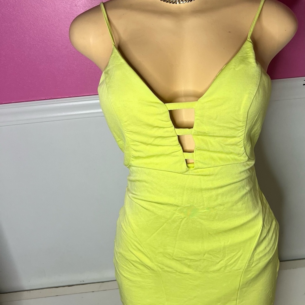 Lime Green Strappy Dress - Picture 2 of 9